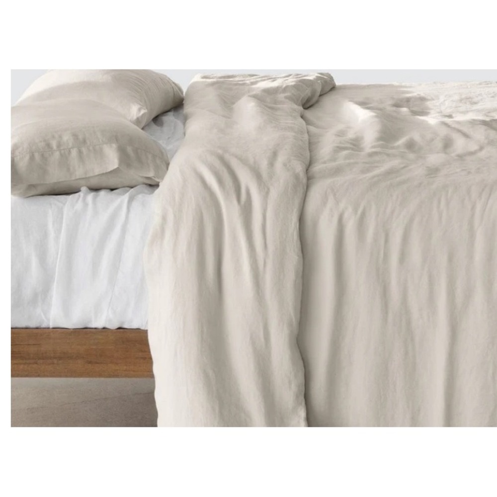 The Citizenry Stonewashed Linen Duvet Cover Sand 100% French Linen Portugal